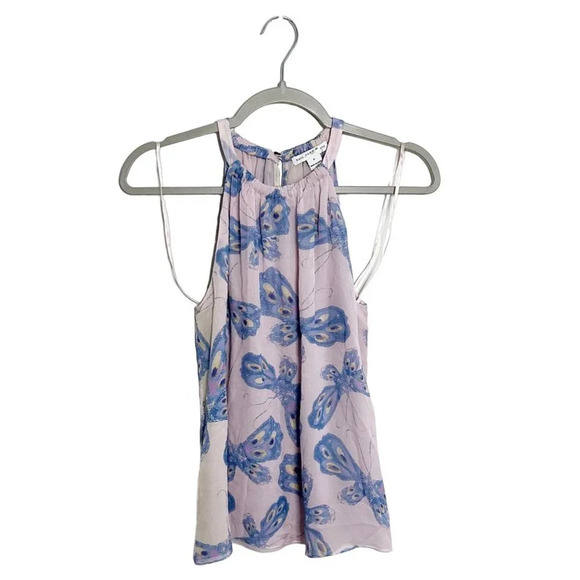 Diane Von Furstenburg Pania Light Pink Butterfly Halter Neck Top Size XS - Picture 2 of 7